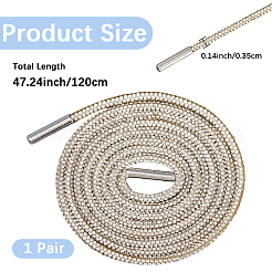 樹脂ラインストーンと合金引き紐  セーター 帽子 ロープ  スポーツパンツロープ  透明  1200x3.5mm&nbsp;DIY-WH20049-41A