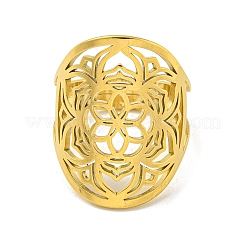 304ステンレスリング  花  18KGP本金メッキ  25mm  内径：18mm&nbsp;RJEW-M045-04G