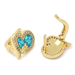 Heart Rack Plating Brass Micro Pave Cubic Zirconia Hoop Earrings&nbsp;EJEW-P277-07C-G