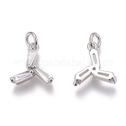 Brass Micro Pave Clear Cubic Zirconia Charms&nbsp;ZIRC-O035-29P