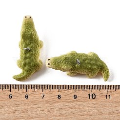 不透明樹脂ペンダント  ワニチャーム  プラチナトーンの鉄ループ付き  ダークオリーブグリーン  17~17.5x40.5~41.5x16~16.5mm  穴：2mm&nbsp;LS-RESI-G129-02