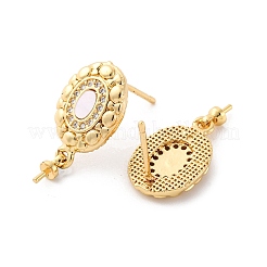 Brass Micro Pave Cubic Zirconia Shell Stud Earrings Findings&nbsp;KK-D363-10G