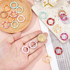 20Pcs 10 Styles Alloy Enamel Spring Gate Rings&nbsp;FIND-HS0002-18