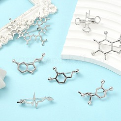 7個 7スタイル シンプルなハートビートブローチ  看護師教師学生のための生物学医療鉄合金襟章  プラチナ  19.5~47x31~56mm&nbsp;JEWB-CJ0001-54