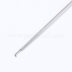 アイアン製ビーズ針  フック付き  仏陀のための3穴のグルのビーズ  ビーズスレッダー  プラチナ  11x0.05cm&nbsp;IFIN-P036-03A