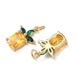 Brass Micro Pave Cubic Zirconia Pendants&nbsp;KK-C143-33B-G
