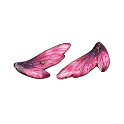 透明エポキシ樹脂ペンダント2個  ウイング  金箔  赤ミディアム紫  41.5x19x2mm  穴：1.2mm&nbsp;RESI-A044-05B