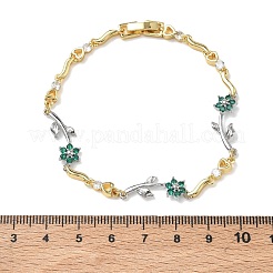 Brass Micro Pave Cubic Zirconia Link Chain Bracelets for Women&nbsp;BJEW-C156-04B-04GP