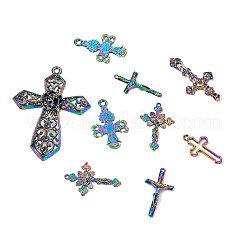 12個6スタイルメッキ合金ペンダント  虹色  2個/スタイル&nbsp;FIND-TA0001-44