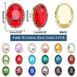 AHADEMAKER 36Pcs 18 Colors Sew on Rhinestone&nbsp;RGLA-GA0001-03