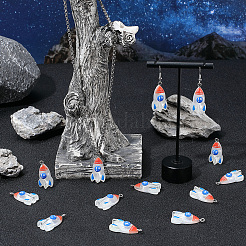 50個のレジンペンダント  プラチナトーンの鉄ループ付き  ロケット  28.5x15x8.5mm  穴：2mm&nbsp;RESI-SC0006-67