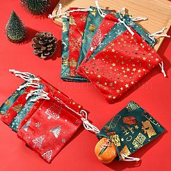 12個 12スタイル ホットスタンプ クリスマス ベルベット 収納バッグ  巾着袋  長方形  ミックスカラー  12~16x9~10x0.01cm  1個/スタイル&nbsp;ABAG-FS0001-02