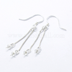 925スターリングシルバーピアスフックパーツ  ベネチアンチェーン＆カップパールベールピン付き  銀  45x0.8mm  20ゲージ  ピン：0.8mm  トレイ：3mm&nbsp;STER-I014-29S