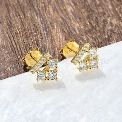 925 Sterling Silver Clear Cubic Zirconia Stud Earrings&nbsp;EJEW-Q032-01C-G