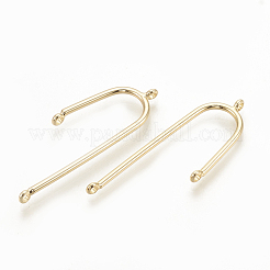 真鍮製のシャンデリアコンポーネントリンク  3ループコネクター  ニッケルフリー  18KGP本金メッキ  42x12x1.5mm  穴：1mm&nbsp;KK-S345-183