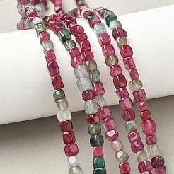 天然の龍脈瑪瑙（染色・加熱）ビーズ連売り  キューブ  赤ミディアム紫  5~6x5~6x5~6mm  穴：0.8mm  約62~66個/連  14.57~14.96''（37~38センチメートル）&nbsp;G-G177-E16-03