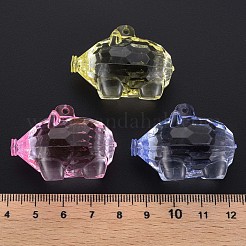 透明なアクリルパーツ  多面カット  豚  ミックスカラー  27x38x22.5mm  穴：1.8mm  約43個/500g&nbsp;MACR-S373-77-B
