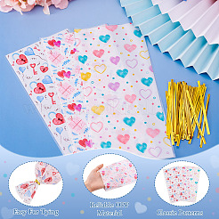 45Pcs 3 Styles Heart Print Plastic Cookies Storage Bags&nbsp;ABAG-TA0001-22