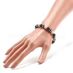Natural White Jade & Lava Rock & Synthetic Hematite Round Beaded Stretch Bracelet&nbsp;BJEW-JB07972-03