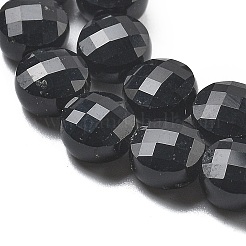 天然ブラックオニキス(染色&加熱)ビーズ連売り  ファセットコインビーズ  フラットラウンド  6~7.5x4~5.5mm  穴：0.8~1mm  約56~70個/連  15.31~16.10インチ（38.9~40.9cm）&nbsp;G-C179-A10-02