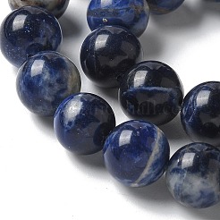 天然南アフリカソーダライトビーズ連売り  ラウンド  10mm  穴：1mm  約40個/連  15.7インチ&nbsp;X-G-S259-35-10mm
