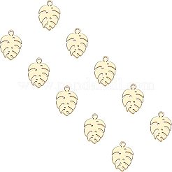 304ステンレススチールチャーム  葉  18KGP本金メッキ  13x9x1mm  穴：1.2mm  20個/箱&nbsp;STAS-UN0020-59G