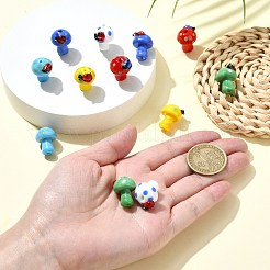 12個6色手作りランプワークビーズ  テントウムシ  キノコビーズ  ミックスカラー  18.5~19.5x15.5~17x15.5~17mm  穴：1.2~2mm  2個/カラー&nbsp;LAMP-CJ0002-29