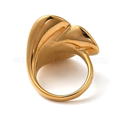 Ion Plating(IP) 304 Stainless Steel Leaf Finger Rings&nbsp;RJEW-Z054-09B-G