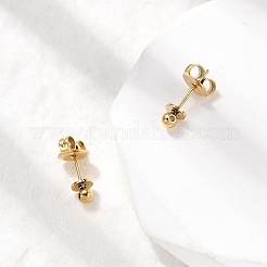 304ステンレススチールスタッドピアス金具  イオンプレーティング（ip）  ラウンド  18KGP本金メッキ  14x4mm  穴：1mm  ピン：10x0.8mm&nbsp;STAS-K306-73G