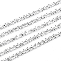 酸化アルミニウムツイストチェーン  溶接されていない  スプールで  銀色のメッキ  6x3.5mm  約328.08フィート（100m）/ロール&nbsp;CHA001