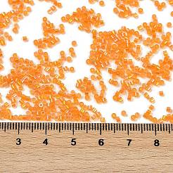 電気めっきガラスシードビーズ  虹彩  シリンダー  ダークオレンジ  1.6x1.3mm  穴：0.8mm  約60000個/ポンド&nbsp;SEED-H003-10H