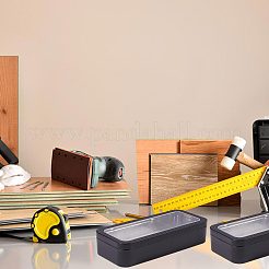 ジュエリーや小物類用の透明窓付き鉄製収納ボックス  長方形  ブラック  15.3x6.8x4.05cm&nbsp;CON-WH0085-256