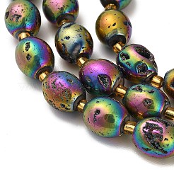 Electroplated Natural Druzy Geode Crystal Beads Strands&nbsp;G-F833-O01-01E
