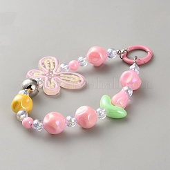 女性用アクリル製携帯ハンドストラップチェーン  蝶  カラフル  143mm&nbsp;AJEW-WH0650-57