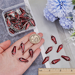 ハロウィンテーマアロイエナメルペンダント50個  クロスと棺します。  プラチナ  25.5x11x3mm  穴：1.2mm&nbsp;ENAM-ME0001-08