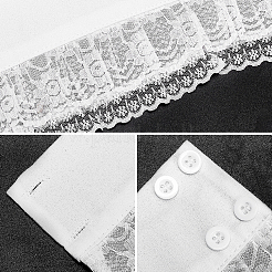 2本シフォン指なしオーバースリーブ  女性のためのプラスチックボタン付きレースコードリストバンド  ホワイト  内径：2-1/4~2-5/8インチ（5.7~6.6cm）&nbsp;AJEW-WH0248-44A