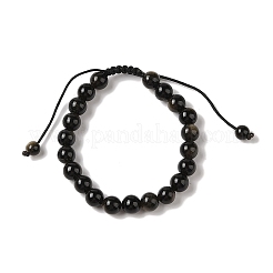 8mm Round Natural Golden Sheen Obsidian Braided Bead Bracelets&nbsp;BJEW-C067-01B-22