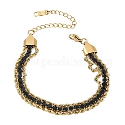 304 Stainless Steel & Rhinestone Rope Chain Double Layers Bracelets for Women&nbsp;BJEW-F540-09G