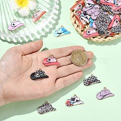 45色プリント亜鉛合金ペンダント9個  カウボーイハットのチャーム  diy ネックレス ブレスレット イヤリング アクセサリー  ミックスカラー  17.5x28x1.2mm  穴：1.8mm  5個/カラー&nbsp;FIND-CJ0004-24