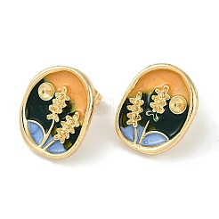 Brass Enamel Stud Earrings&nbsp;KK-P283-37G