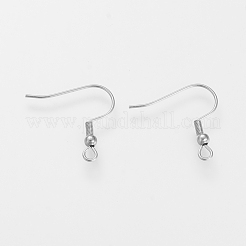 変色しにくい304ステンレススチール製ピアスフック  水平ループ付き  ステンレス鋼色  20~22x21x3mm  穴：2mm  ピン：0.6mm&nbsp;X-STAS-S066-11