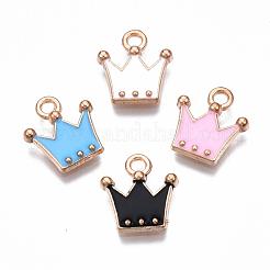 合金チャーム  エナメル  クラウン  ライトゴールド  ミックスカラー  11.5x10.5x2mm  穴：1.5mm&nbsp;X-ENAM-S115-063-M