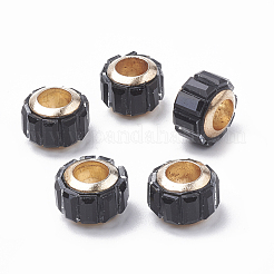 ガラスヨーロピアンビーズ  大穴ビーズ  真鍮コアと  多面カット  ロンデル  ライトゴールド  ミックスカラー  9~10.5x7mm  穴：5mm&nbsp;GPDL-S039-01