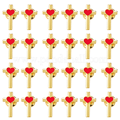 24Pcs Cross with Heart Alloy Enamel Lapel Pin Backs for Backpack Clothes&nbsp;JEWB-FG0001-59G