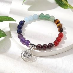Chakra Gemstone Beaded Stretch Bracelets&nbsp;BJEW-JB10204-02