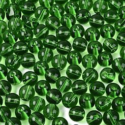 FGB透明ガラスシードビーズ  ラウンド  丸い穴  グリーン  8~8.5mm  穴：1.4~1.6mm  約690個/ポンド&nbsp;SEED-N013-01C-13