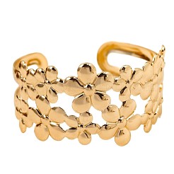 Iron Hollow Flower Open Cuff Bangles for Women&nbsp;WG4A465-01