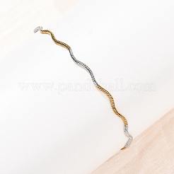 304 Stainless Steel Wave Shape Snake Chains Bracelets for Women&nbsp;BJEW-G780-03GP