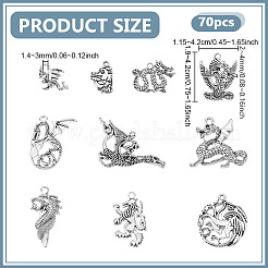 70Pcs Tibetan Style Alloy Pendants&nbsp;FIND-UN0007-70