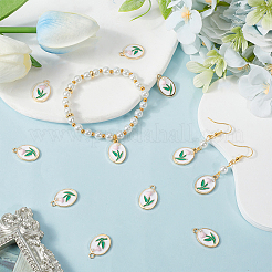30Pcs Alloy Enamel Pendants with ABS Plastic Pearl Beads&nbsp;ENAM-SC0005-93